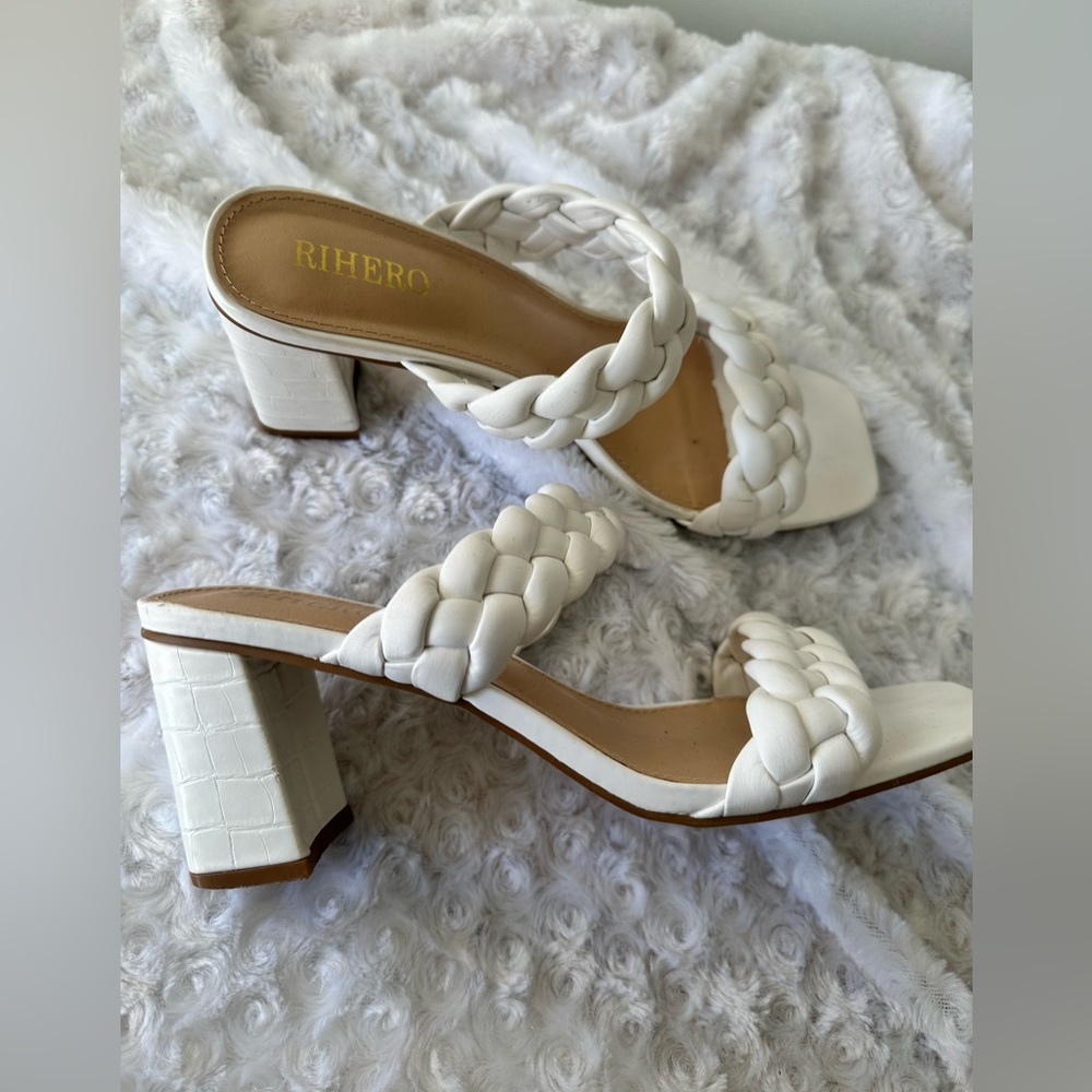 White Braided heels